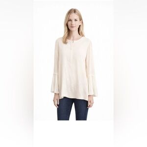 Lafayette 148 New York 100% Silk Pleated Shelia Bell Sleeve Blouse Size XL NWT